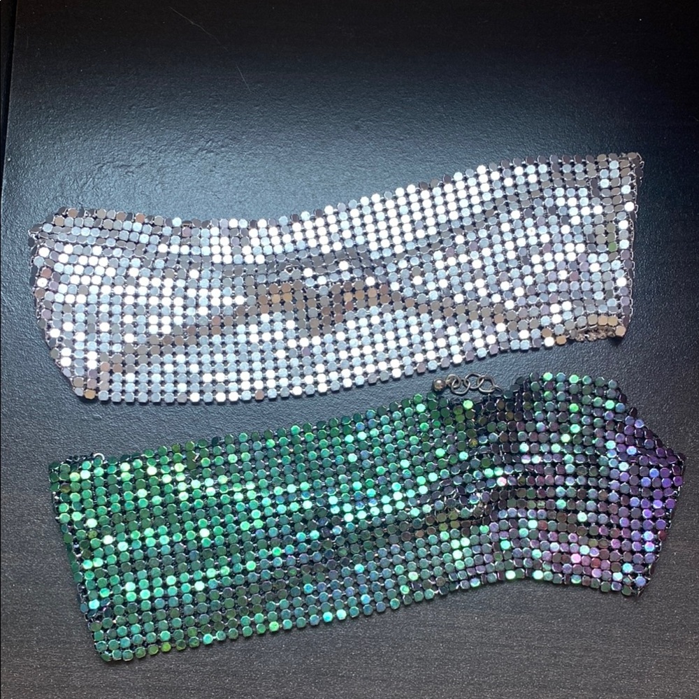 Sequin Choker Set - Silver and Green